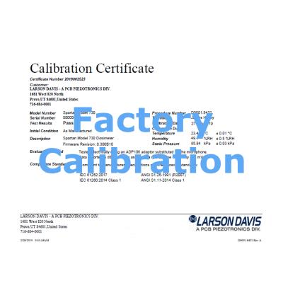 calibration and certification for 812, (preamplifier and microphone calibration extra).